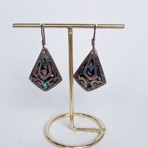 Vintage 925 Silver Shell Inlay Earrings